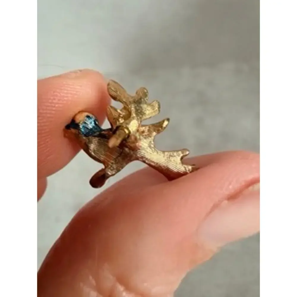 Vintage Mini Turtle Bird Brooch Bundle Gold Tone Enamel Rhinestone Pins